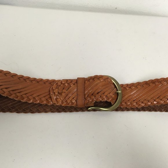 Linea Pelle brown woven wide belt leather XL hand made